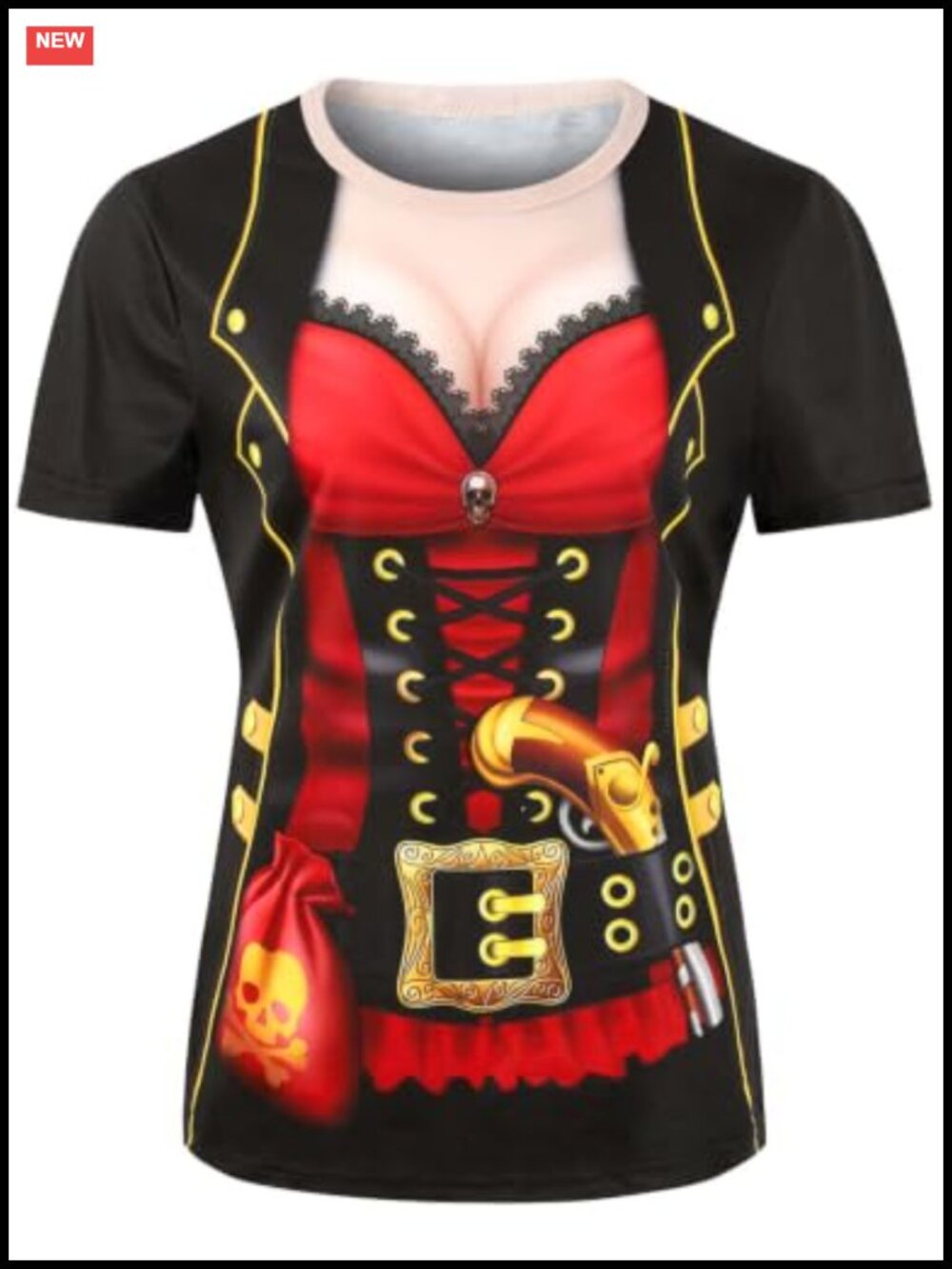 Pirate Graphic T-Shirt 3D Sublimation Print Short Sleeve Halloween Costume